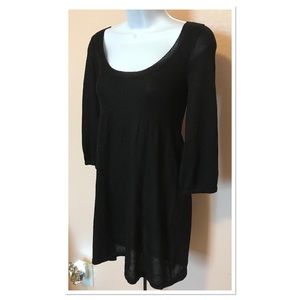 WHBM Black Shimmer Empire Waist Sweater Dress Med